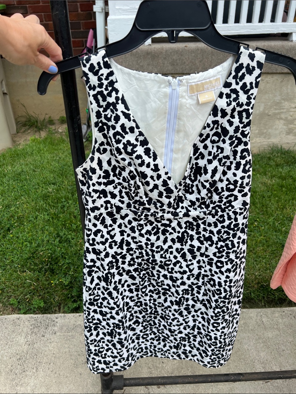 Black & White Leopard Print V-Neck Dress